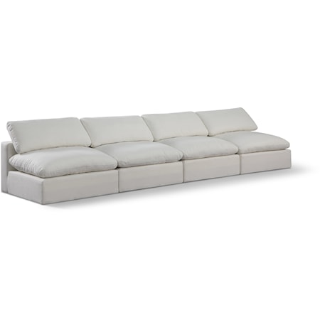 Comfy Cream Linen Textured Fabric Modular Sofa