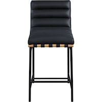 Contemporary Black Faux Leather Counter Stool with Upholstered Seat