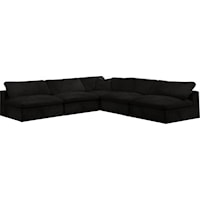 Cozy Black Velvet Comfort Modular Sectional