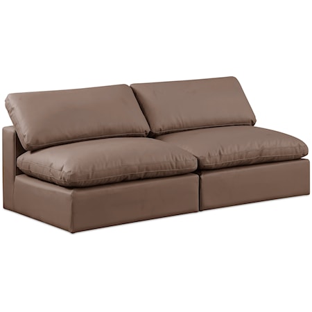 Comfy Brown Faux Leather Modular Sofa
