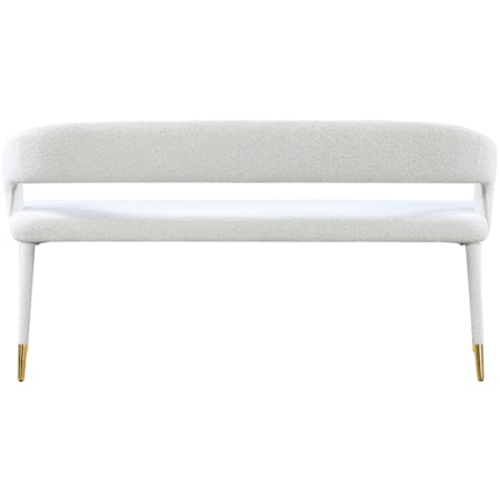 Upholstered Cream Boucle Fabric Bench