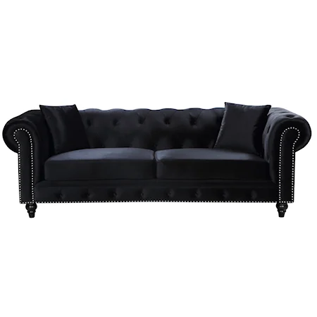 Contemporary Chesterfield Sofa Black Velvet