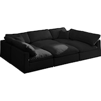 Plush Black Velvet Standard Comfort Modular Sectional