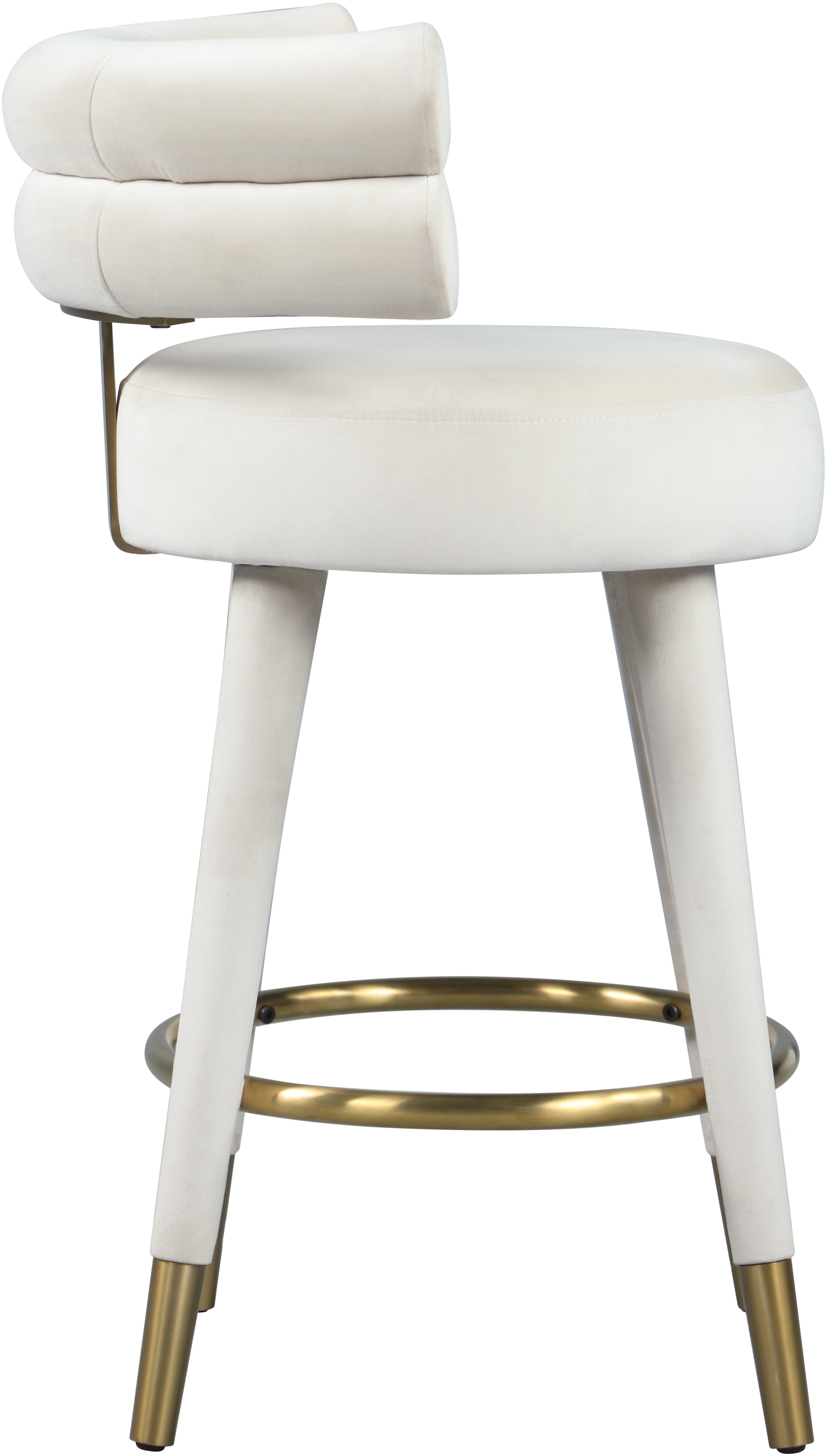 Meridian Furniture Fitzroy 798CreamC Contemporary Upholstered Cream Velvet Counter Stool
