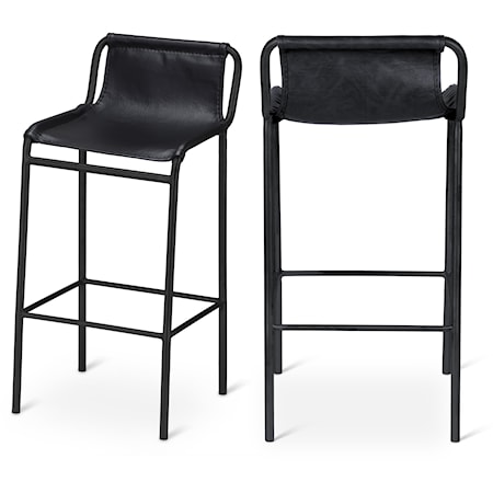Contemporary Black Faux Leather Counter Stool with Iron Frame