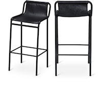 Contemporary Black Faux Leather Counter Stool with Iron Frame