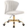 Meridian Furniture Finley Cream Velvet Office Chair with Gold Base