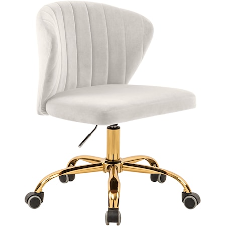 Cream Velvet Office Chair with Gold Base