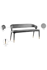 Meridian Furniture Destiny Contemporary Upholstered Grey Velvet Bench