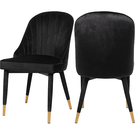 Contemporary Black Velvet Dining Chair