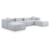 Contemporary Grey 6-Piece Sectional Sofa with Tuxedo Arms