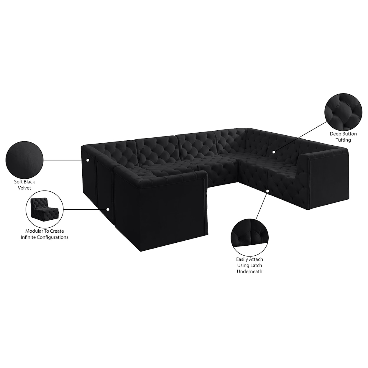 Meridian Furniture Tuft Modular Sectional