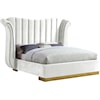 Meridian Furniture Flora Upholstered White Velvet King Bed 