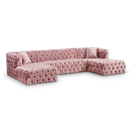 3-Piece Velvet Sectional Sofa with Tufting