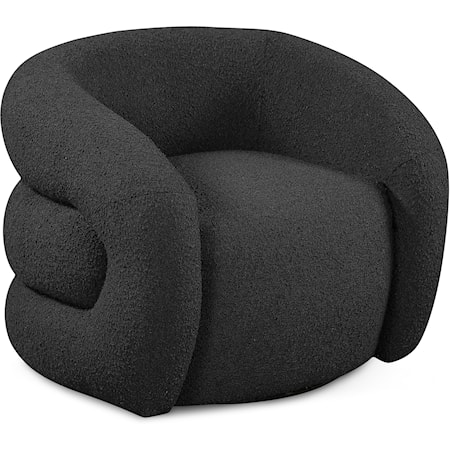 Roxbury Black Boucle Fabric Swivel Accent Chair