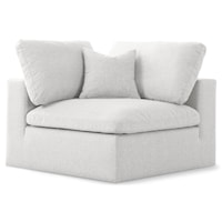 Serene Cream Linen Textured Fabric Deluxe Comfort Modular Corner Chair