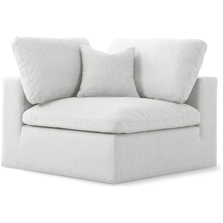 Serene Cream Linen Textured Fabric Deluxe Comfort Modular Corner Chair