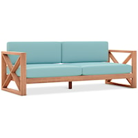 Mid-Century Modern Water Resistant Fabric Outdoor Sofa - Blue