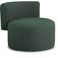 Contemporary Upholstered Green Boucle Fabric Accent Chair
