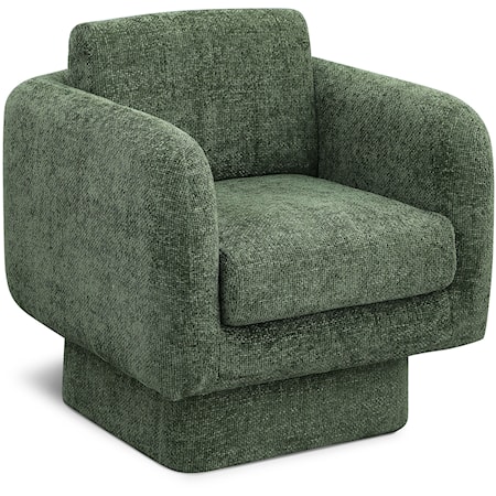 Contemporary Upholstered Chenille Fabric Swivel Accent Chair - Green