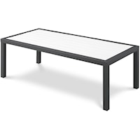 Nizuc White Wood Look Accent Paneling Outdoor Patio Aluminum Coffee Table