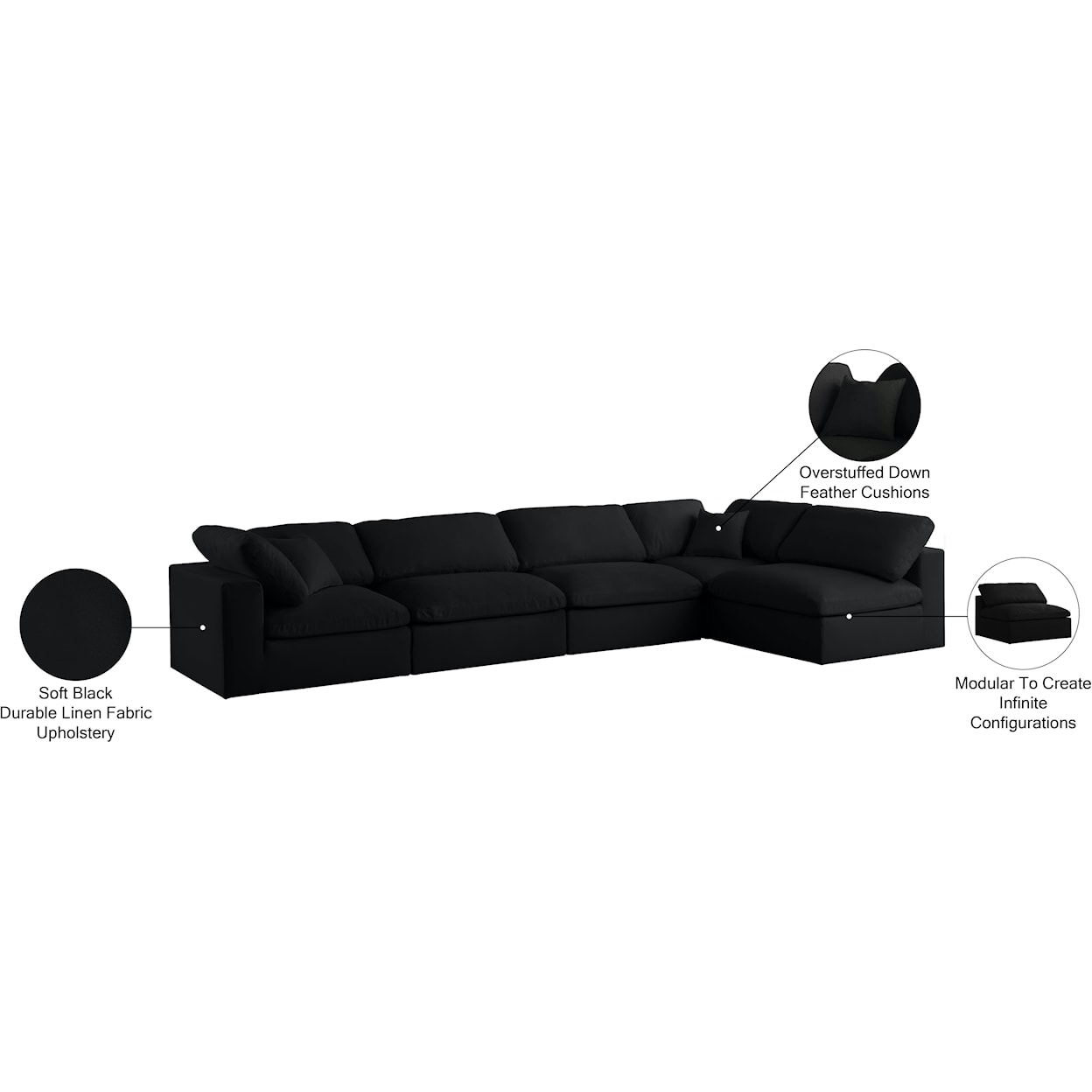 Meridian Furniture Serene Deluxe Comfort Modular Sectional