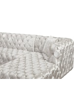 Meridian Furniture Coco 3-Piece White Velvet Sectional Sofa with Tufting