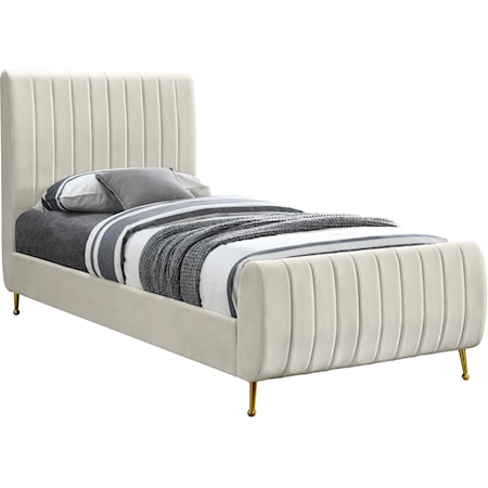 Contemporary Velvet Twin Bed
