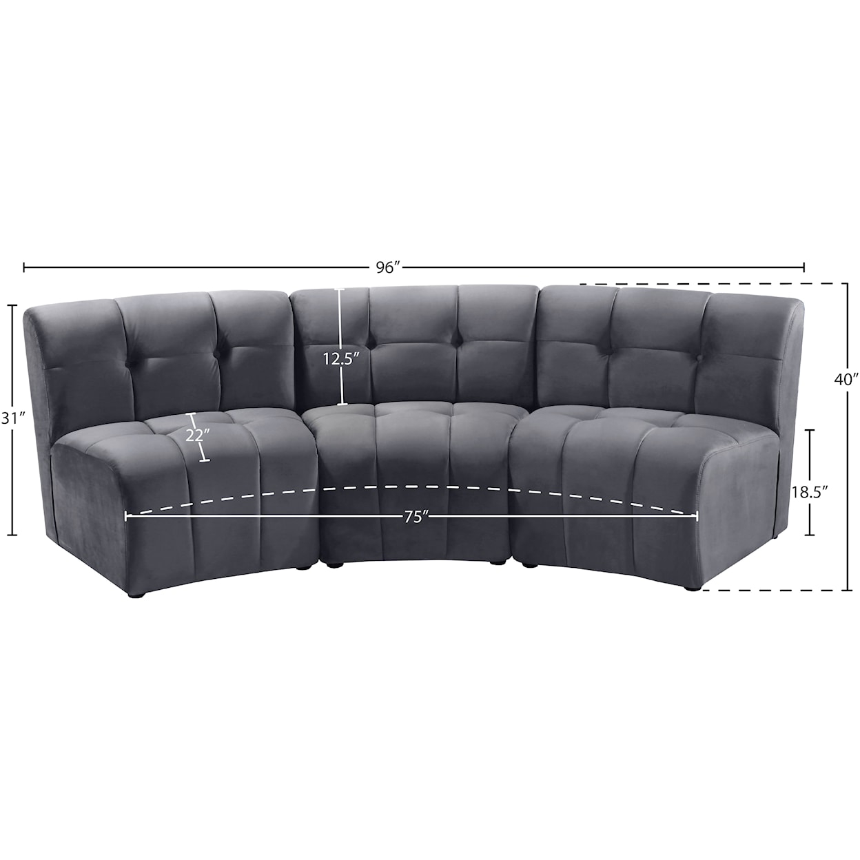 Meridian Furniture Limitless 3pc. Modular Sectional