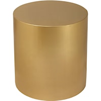 Contemporary Cylinder End Table Brushed Gold