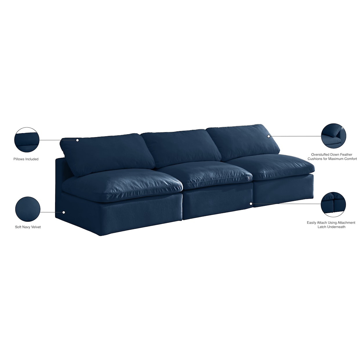 Meridian Furniture Plush Standard Comfort Modular Sofa