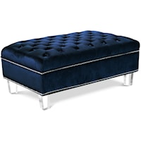 Lucas Navy Velvet Ottoman