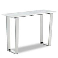 Contemporary Chrome Console Table with Marble Top