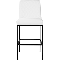 Contemporary Faux Leather Stool with Metal Legs