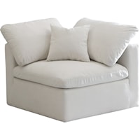 Plush Cream Velvet Standard Comfort Modular Corner Chair