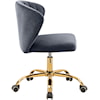 Meridian Furniture Finley Grey Velvet Office Chair with Gold Base