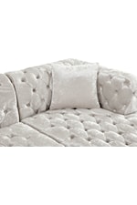 Meridian Furniture Coco 3-Piece White Velvet Sectional Sofa with Tufting