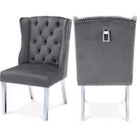 Transitional Velvet Upholstered Dining Chair with Nailhead Trim