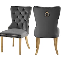 Transitional Velvet Upholstered Dining Chair with Button Tufting