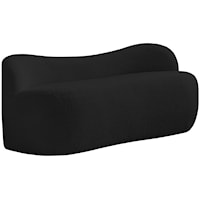 Contemporary Upholstered Black Boucle Fabric Bench