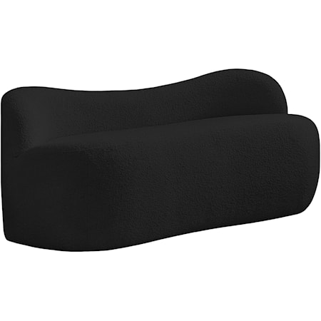 Upholstered Black Boucle Fabric Bench