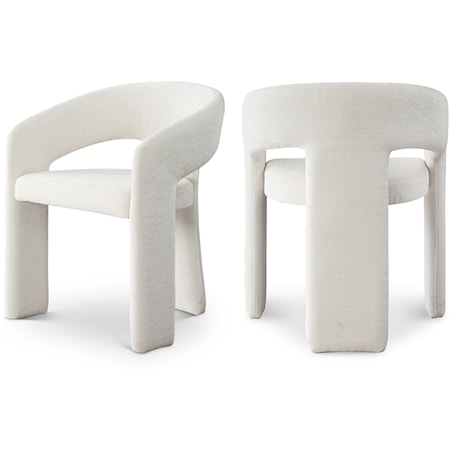 Rendition Cream Plush Fabric Dining Chair