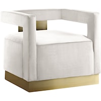 Contemporary Cream Velvet Accent Chair with Gold Base