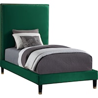 Harlie Green Velvet Twin Bed
