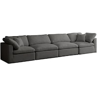 Plush Grey Velvet Standard Comfort Modular Sofa