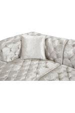 Meridian Furniture Coco 3-Piece White Velvet Sectional Sofa with Tufting