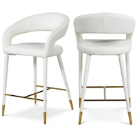 Contemporary Upholstered White Faux Leather Counter Stool