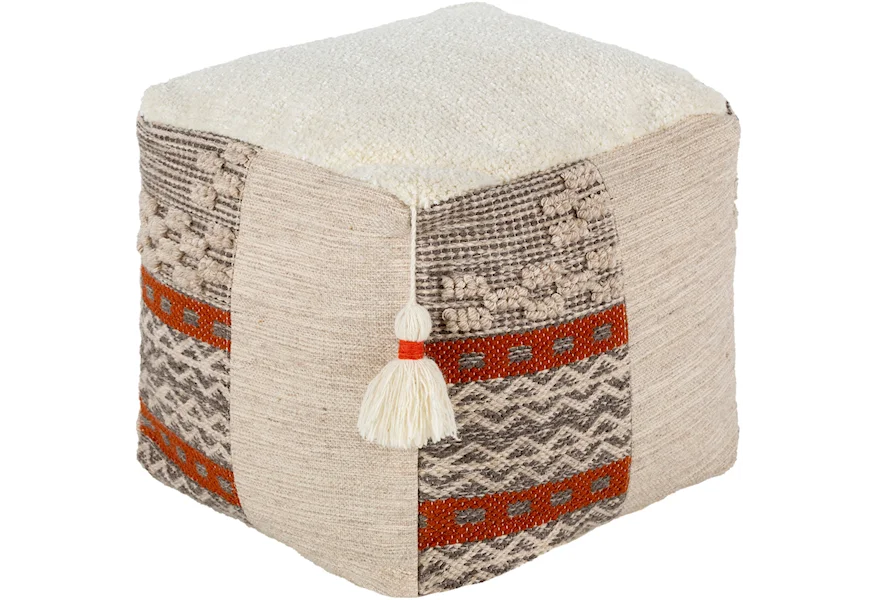 Abina Pouf by Surya Rugs at Upper Room Home Furnishings