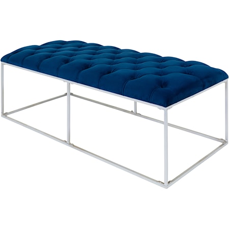 Dark Blue Upholstered Bench