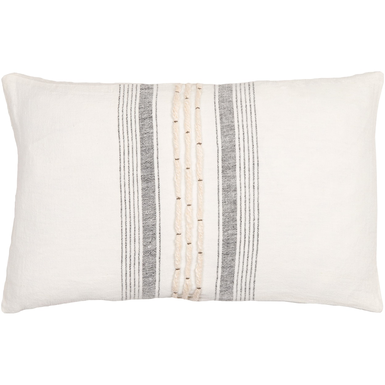 Surya Rugs Linen Stripe Embellished Pillow Kit